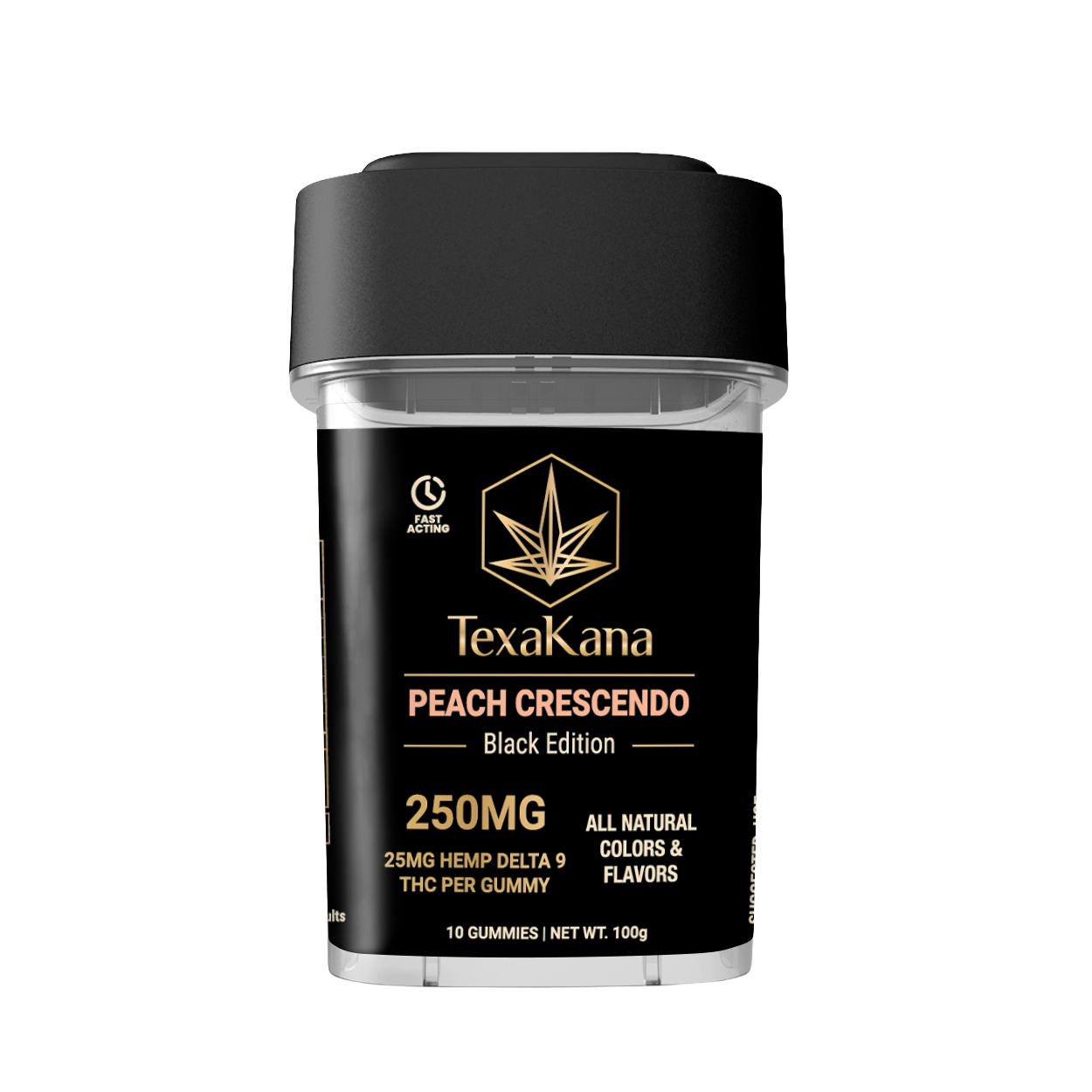Delta 9 THC Gummies - Black Edition -  25MG - Peach Crescendo image 0
